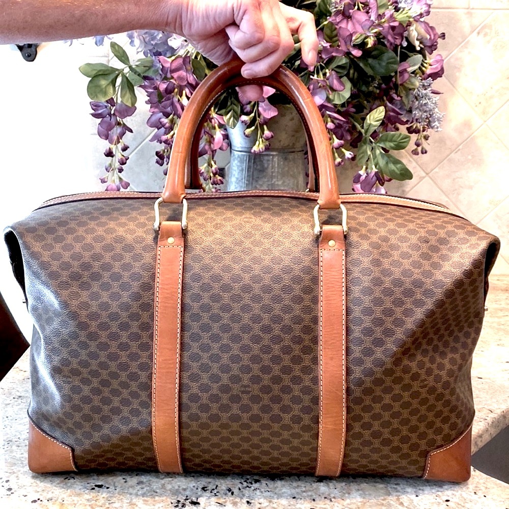 Celine Macadam PVC/Leather Boston Travel Bag COA included
